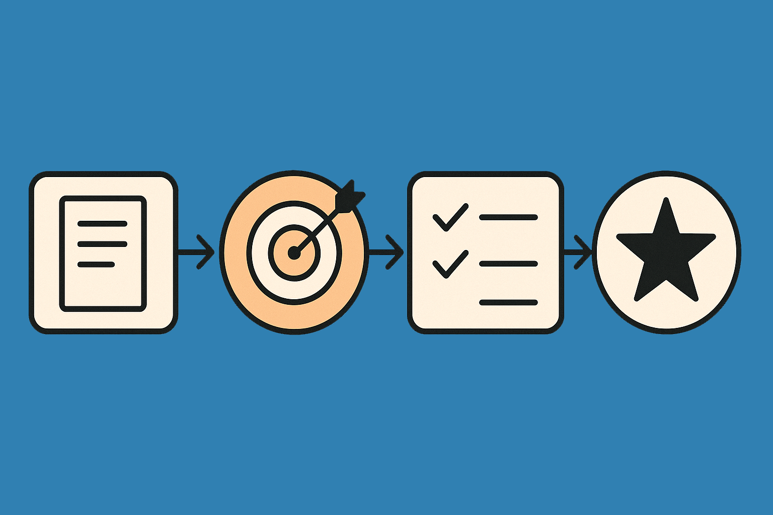 STAR project brief concept: Situation, Task, Action, Result arranged as a simple process